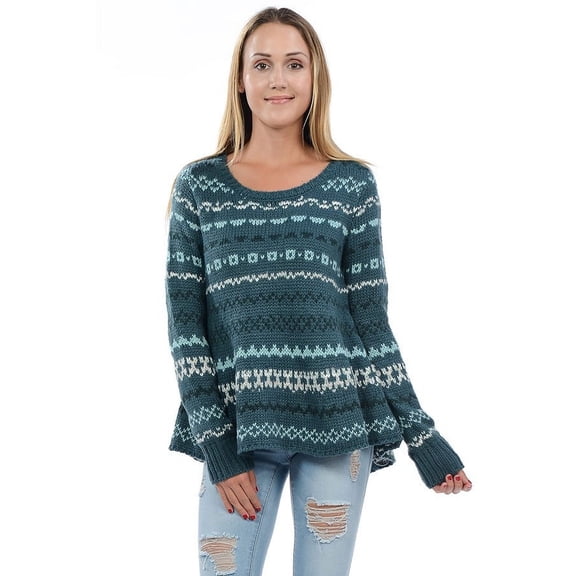 EINII Soft Pullover Sweater with Bell Hem Line Oversized