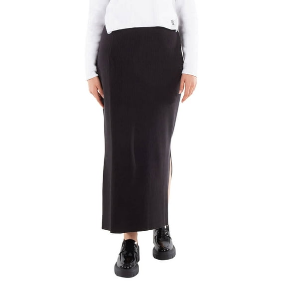 Calvin Klein Ribbed Monogram Logo Sweater Maxi Skirt, Size X-Small