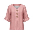 thumbnail image 4 of Red Shirts for Womens 3/4 Sleeve Fall Slim Fit Basic Shirt Layer for Office, 4 of 4