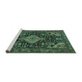 thumbnail image 2 of Ahgly Company Machine Washable Indoor Round Persian Turquoise Blue Traditional Area Rugs, 4' Round, 2 of 4