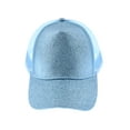 thumbnail image 2 of Glitter Ponytail Baseball Cap Adjustable Mesh Bun Trucker Ponycap Hat, 2 of 4
