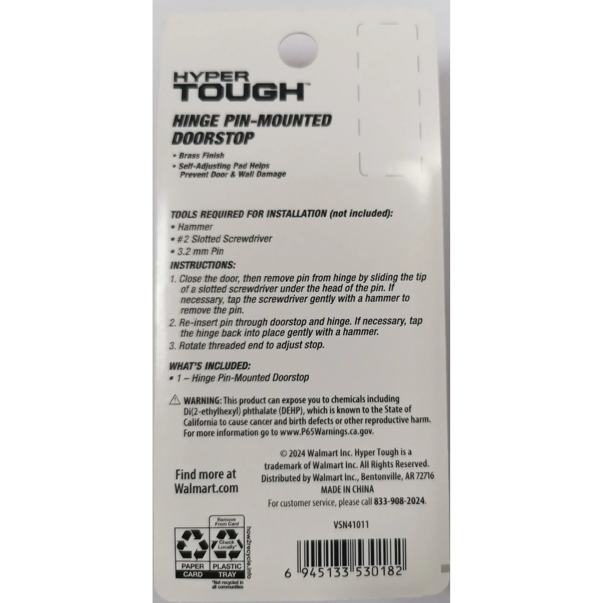 (4 pack) Hyper Tough Brass Hinge Pin Door Stop