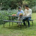 thumbnail image 3 of Gray Outdoor Foldable Woodgrain Portable Picnic Table Set, 3 of 18