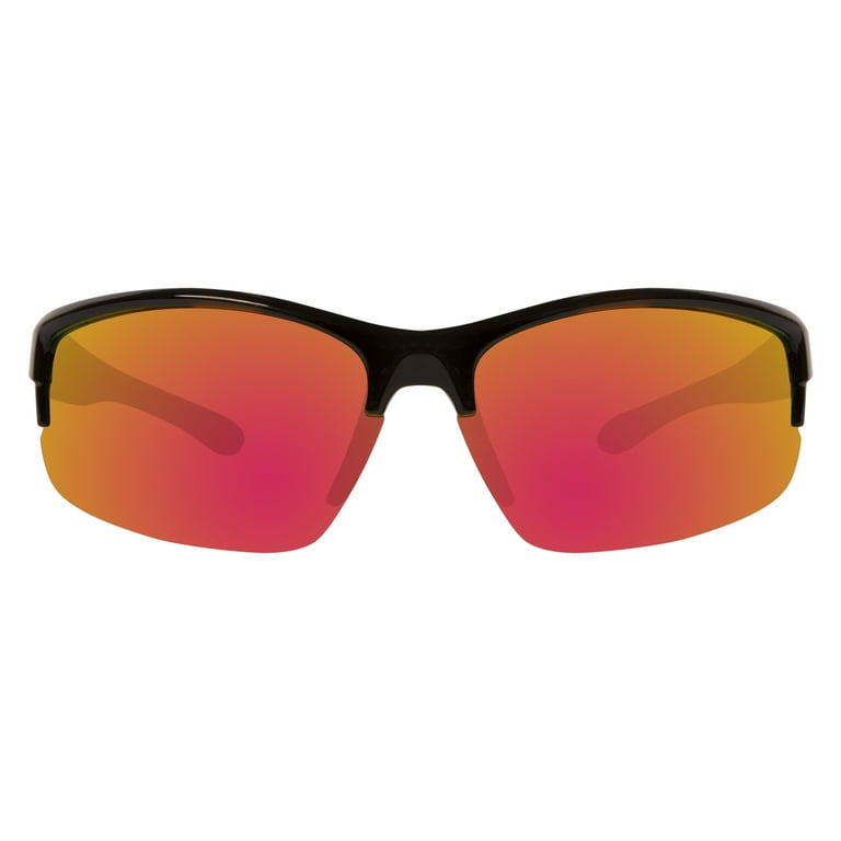 Piranha Eyewear Victory Glossy Black Sunglasses with Red Temples