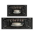 thumbnail image 1 of Coffee Black Vintage Pattern Style Kitchen Rug Washable Non-Slip, Absorbent Mats Set Of 2 for Sink Waterproof Runner Rug for Laundry Room,kitchen Mats 17.7x24+17.7x48inch, 1 of 7