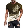 thumbnail image 1 of Camisetas de Manga Larga para Hombres Imprimir Fallow Cuello Redondo Camiseta, Moda Casual Manga Corta Mezcla de Algodón/Lino, 1 of 9