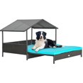 thumbnail image 1 of PawHut Extendable Rattan Dog House Outdoor Indoor with Roof, Blue, 1 of 10