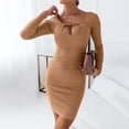 thumbnail image 2 of Lilgiuy Women Casual Buttocks Round-Neck Solid Slimming Long Leeve Dress Brown Fall Dresses for 2022 Spring Winter, 2 of 5
