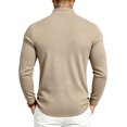 thumbnail image 6 of Domuza Mens Waffle‑Knit Quarter‑Zip Sweater, Stand Collar Long Sleeve Pullover, Ribbed Cuffs Casual Sweatshirt, Loose‑Fit Fashion Polo Tops, 6 of 8