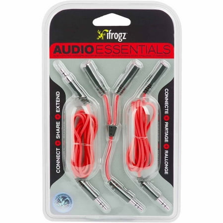 UPC 848467000092 product image for iFrogz Audio Essentials Kit - Y-splitter, Auxiliary and Extension Cables - Red | upcitemdb.com