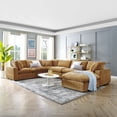 thumbnail image 1 of Modway Commix 7-Piece Down Filled Overstuffed Performance Velvet Sectional Sofa in Cognac, 1 of 5