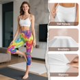 thumbnail image 6 of HELLHERO Tie Dye Printed Capri Leggings High Waisted Yoga Pants for Women Athletic Yoga Capris Breathable Workout Leggings with Pockets, XL, 6 of 7