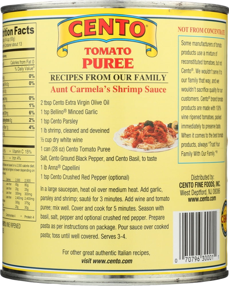 (4 pack) Cento Tomato Puree, 28 oz - allergens not contained