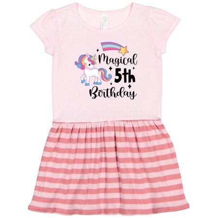 

Inktastic Magical 5th Birthday Rainbow Unicorn with Star Gift Toddler Girl Dress