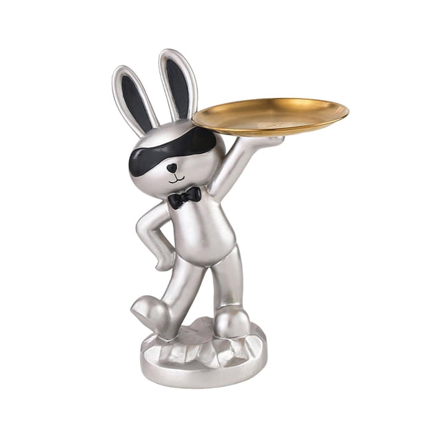 Figura de conejo china creativa, organizador de almacenamiento para esculturas y artículos diversos de arte y artesanía. Argén