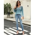 thumbnail image 5 of Weardear Long Sleeve Tops for Women Casual V Neck Loose Chiffon Work Blouse Smocked Tunic Shirts, 5 of 7