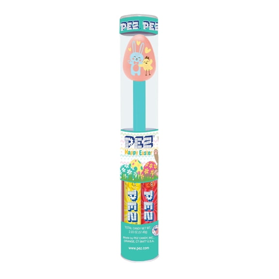 PEZ Easter Festive Egg Tube,1 Candy Dispenser Plus 7 Rolls Assorted Candy,1 Count, 2.03 oz