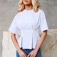 thumbnail image 6 of Pounoo Women's T-Shirts Short Sleeve Crew Neck Cinched Waist Tops Casual Daily Wear Soft Fabric Relaxed Fit Shirts, 6 of 8