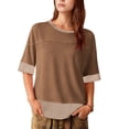 thumbnail image 3 of Women's Summer Short Sleeve Crewneck T-Shirts Tops Blouses Oversized Loose Fit Solid Color Basic Tee Casual Daily Wear Vacation Beach Streetwear Fashion Essential Gift for Women, 3 of 9