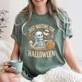 thumbnail image 3 of Just Waiting for Halloween Comfort Colors® Shirt, Funny Skeleton Pumpkin Shirt, Spooky Fall Graphic Shirt, Retro Halloween Womens Shirt, 3 of 6