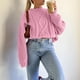 thumbnail image 1 of Suéter Suéter básico para mujer, suéter de gran tamaño con cuello redondo y hombros caídos, traje diario grueso Kuymtek  Rosa T S para Mujer, 1 of 6