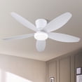 thumbnail image 3 of PHORUS 42" White Flush Mount Ceiling Fan with LED Light, Quiet DC Motor, Remote & App Control, 6-Speed Reversible Fan for Bedroom and Living Room, 3 of 8