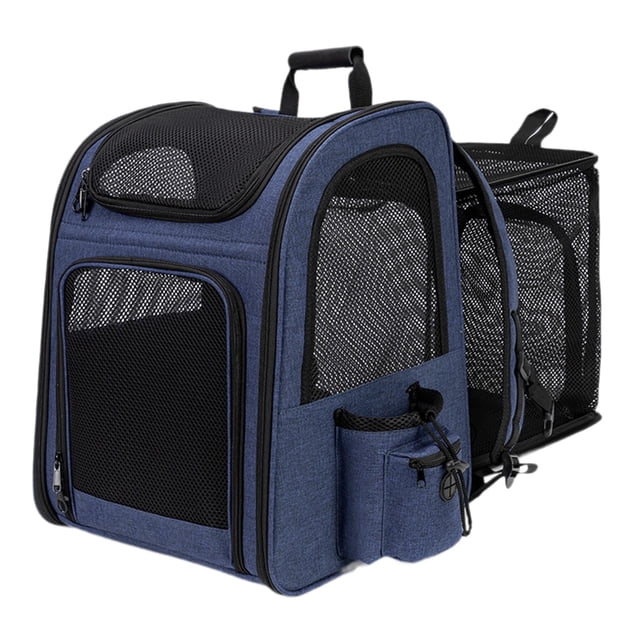 BELOVING Sac à Dos pour Chien Sac de Transport Extensible pour Voyage Randonnée Tourisme Bleu