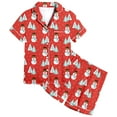thumbnail image 6 of Weebloom Girls Christmas Pajamas Xmas Classic Print Button Down Collar Short Sleeve Top Shorts Set Girls Sleepwear Pajama Dark Purple 6-7 Years, 6 of 6