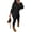 Black, variant on Knit Two Piece Outfits For Women Hooded Sweater Sets Long Sleeve Knit Sweater Outwear Sets Grass Green M