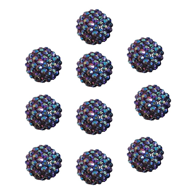 10 cuentas de 20 mm con agujeros grandes, brillantes, coloridas, para joyería, fabricación de joyas, bolígrafos, llaveros, collares, redondas y brillantes.