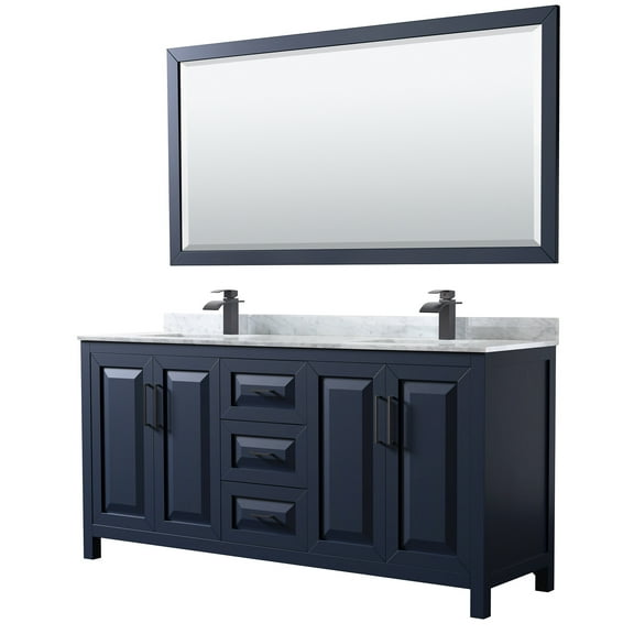 Wyndham Collection Wcv252572dunsm70 Daria 72" Free Standing Double Vanity Set - Dark Blue
