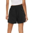thumbnail image 2 of Womens Premium Soft Linen Shorts with Pockets Comfort Relaxed Fit Elastic Waist Summer Pull On, 2 of 7