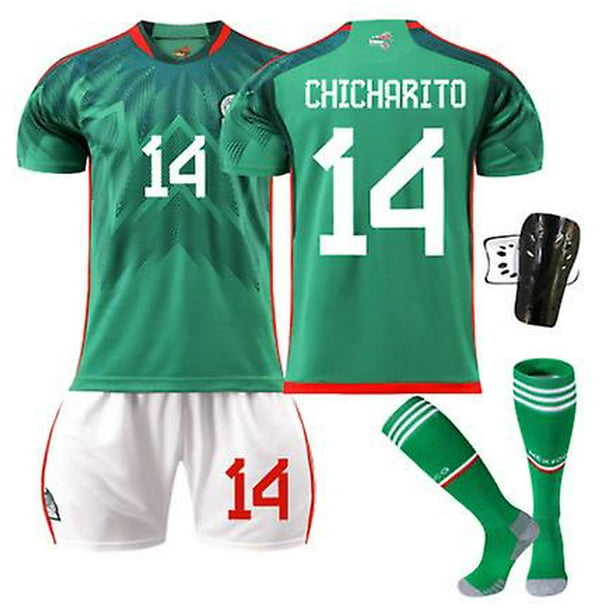 SGreen 14ANuevo diseño Traje de uniformes de fútbol para hombres y mujeres Chicharito 14 # A.guardado 18 # Conjunto de camiseta de equipo de fútbol de moda deportiva para niños con calcetín y protección de rodilla esquí esquí Gafas de esquí