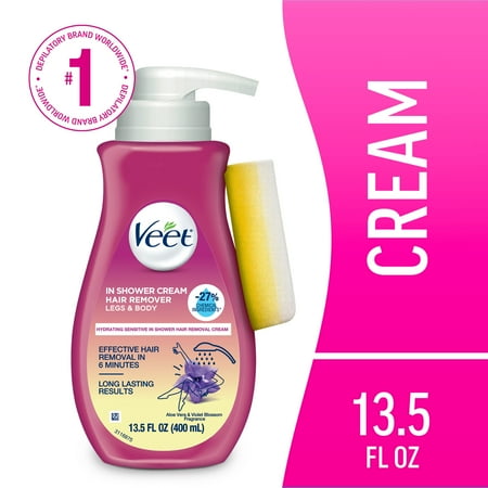 Veet Hair Removal Cream, In-Shower Body Hair Remover For Women, Sensitive Skin, 13.5 FL OZ