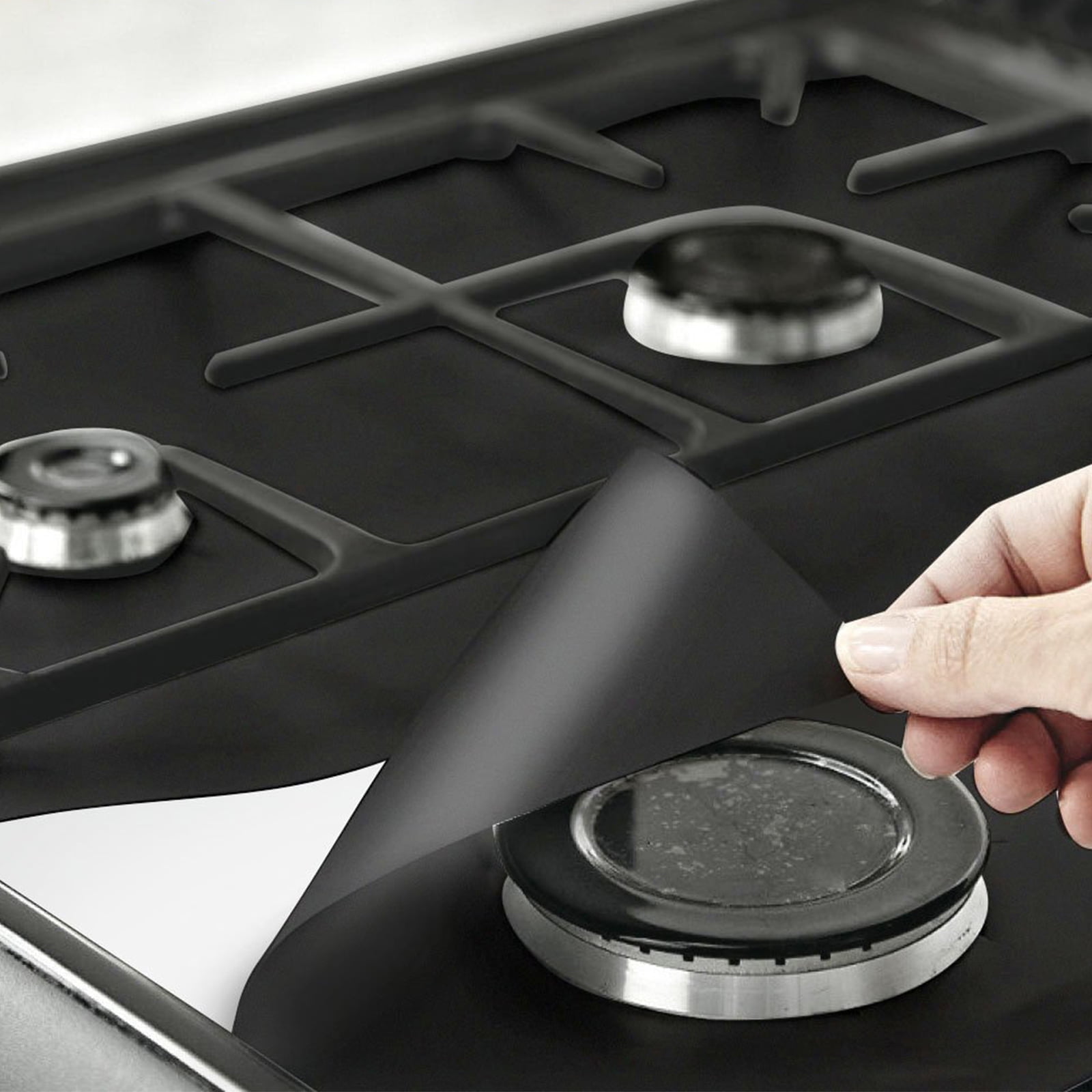 Gas Range Protectors, TSV Liner Covers Reusable Gas Stove Burner Covers, 10.6” X 10.6”, Double Thickness 0.2MM, Non-Stick, Fast Clean (6 packs)