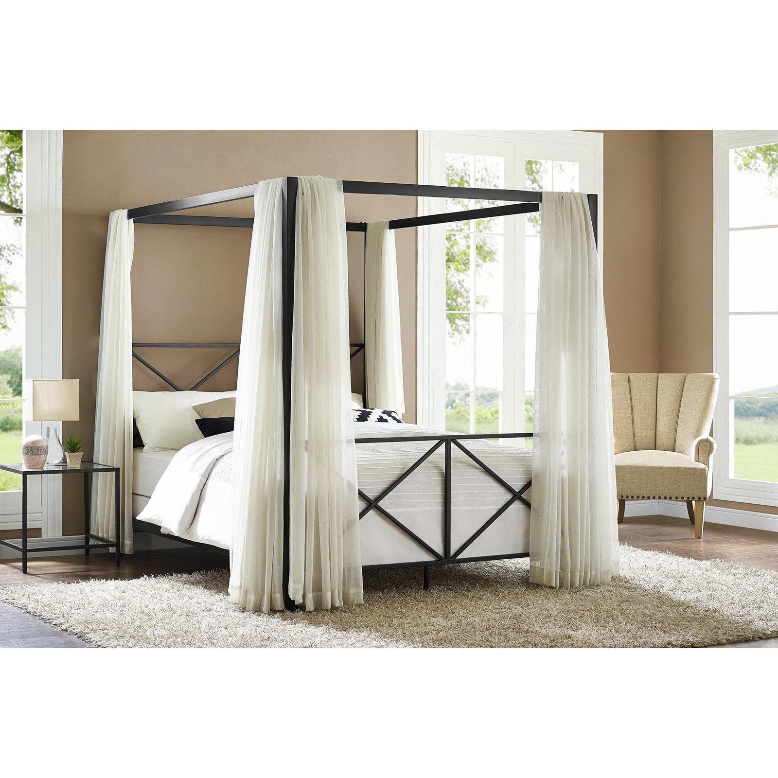 DHP Rosedale Metal Canopy Bed Frame Queen Size Multiple Colors