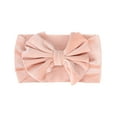 thumbnail image 2 of Lilgiuy Toddler Girls Velvet Headbands Cute Solid Stretchy Soft Oversized Pleated Hair Bands with Big Bow Headwear Headband Hair Accessories Beige, 2 of 3