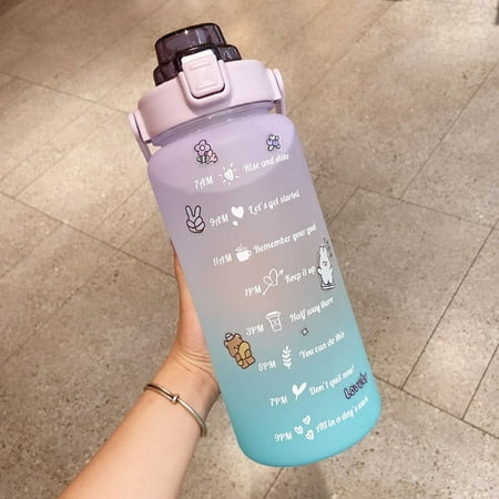 

Big Gym Free Stickers Travel Kettle Leakproof Plastic 2000ml Water Jug Large Capacity Drinking Cup Water Bottle PURPLE