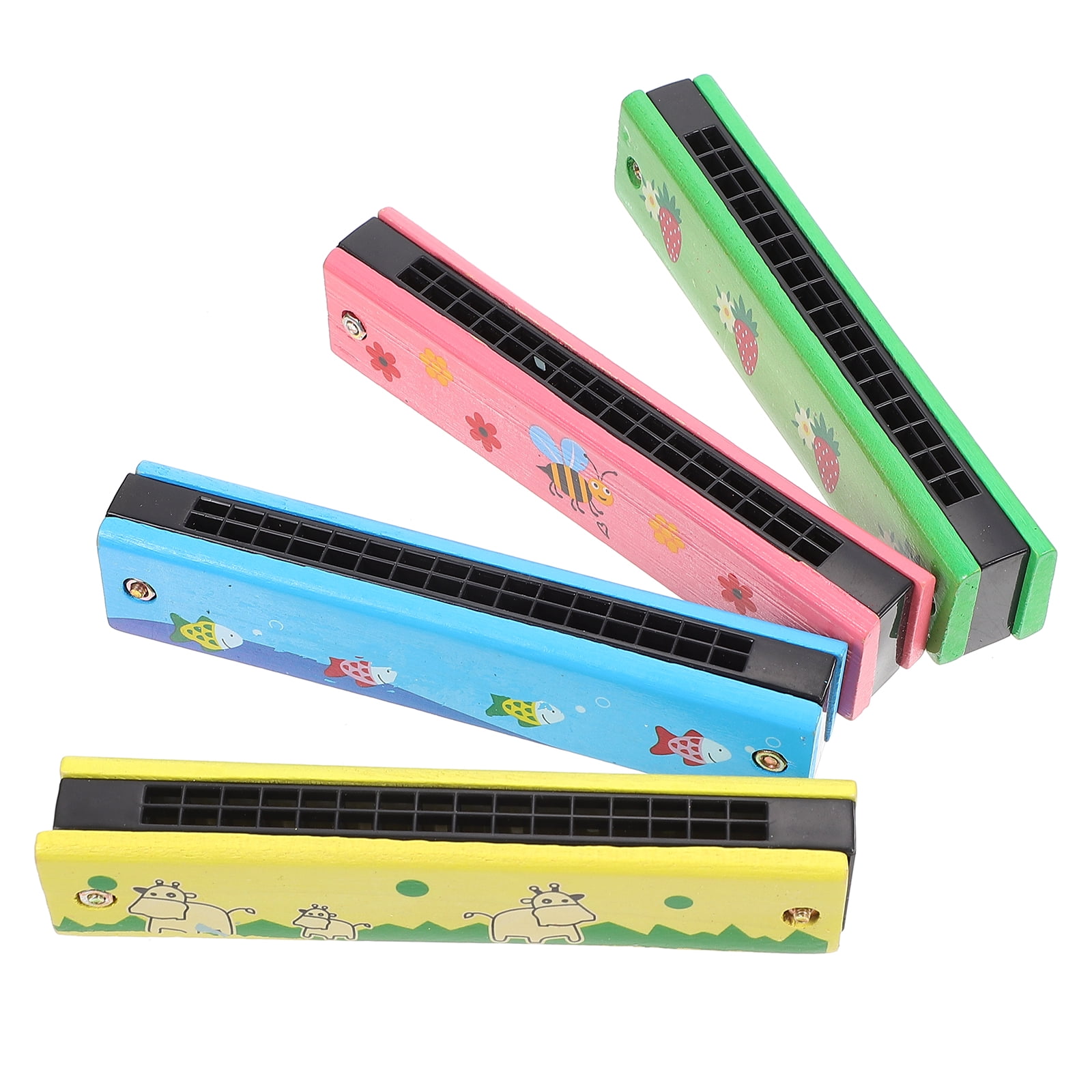 4Pcs Beginner Wooden Harmonicas Educational Toys Small Instruments for