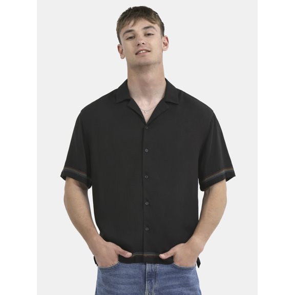 No Boundaries All Gender Pride Boxy Fit Cropped Button Front Shirt, Men's Sizes XS-5XL