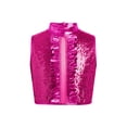 thumbnail image 3 of TiaoBug Shiny Sequin Crop Tops for Girls Hip-hop Dance Vest 70s Disco Party Stage Performance Outfit Hot Pink 6, 3 of 7