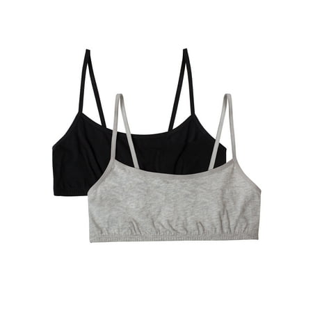 Soft Crop - Girls Spaghetti Cotton Crop Bra, 4 Pack