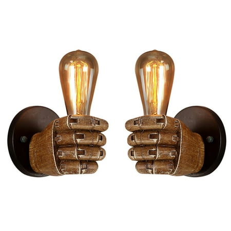

Juntful Handheld Wall Lamp Holder Vintage Fist Hand Held Vanity E27 Light Rack Loft Retro Living Room Bedroom Stairs Decor