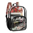 thumbnail image 2 of Large Clear PVC Backpack Heavy Duty See Through Backpack for Adults Work Travel, Crimson Rose Printed 12L, 2 of 8