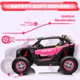 thumbnail image 2 of Eastvita 24V 2-Seater UTV Ride-On Car, 4WD, 4x75W Motors, Music, Lights, Pink, 2 of 6