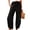 Black, variant on Nhthy Women's Summer Drawstring Linen Wide Leg Long Pants, Elastic Waist Capri Length Casual Trousers White XXL