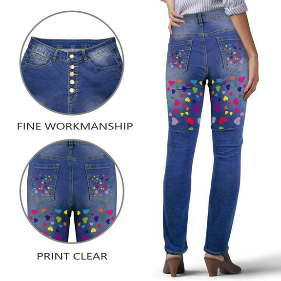 Ladies Printed Jeans – Candy Hearts Women's Jeans (Back Printing) - S