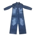 thumbnail image 4 of Tfken Girls Denim Jumpsuit Long Sleeve Fall Comfy Casual Bodysuit Button Daily Wear Soft Kids Classic Clothes Size 4-5 Years Blue, 4 of 6