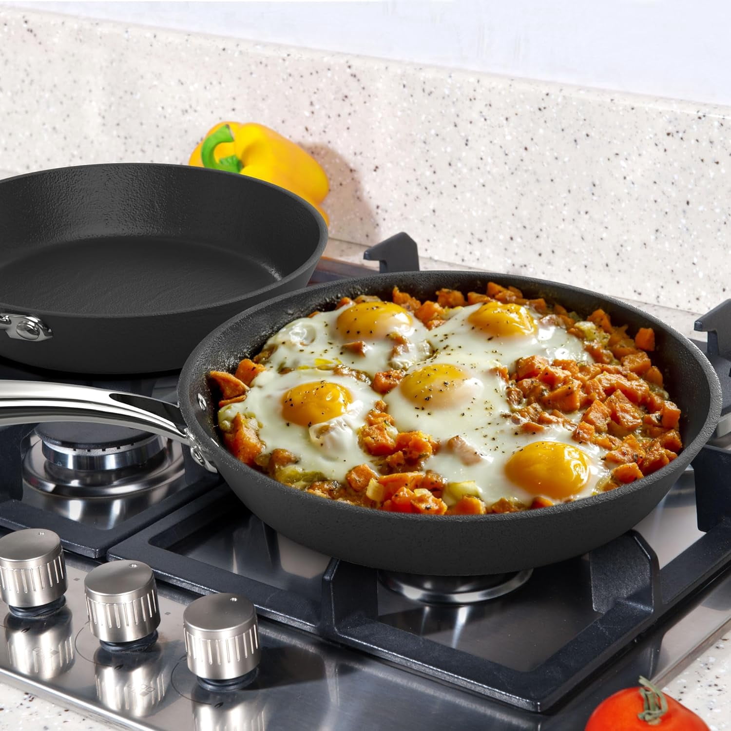 Non Stick Frying Pans Set - 8 & 10 inch Nonstick Skillets Used for Cooking Egg Omelette, Cool Stainless Steel Handle, Oven Safe, Dishwasher Safe
