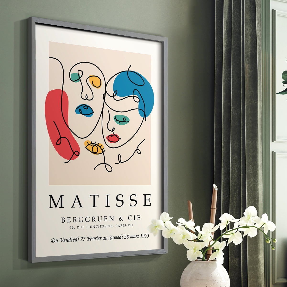 Matisse CCCXXVIII in Gray Solid Wood 22 x 28 Framed Print